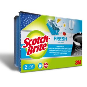 scotch brite fresh pack de 2 estropajos de cocina proteccion para los dedos no raya color azul