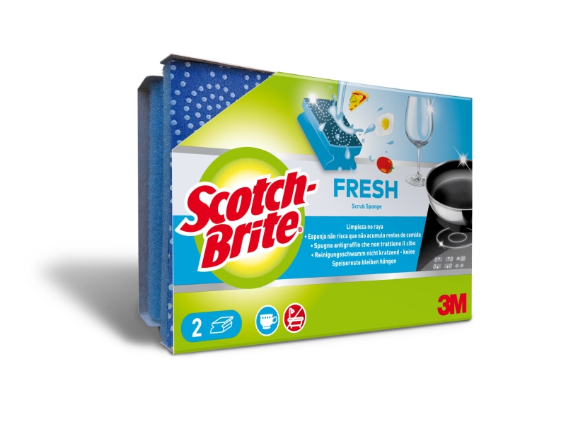 scotch brite fresh pack de 2 estropajos de cocina proteccion para los dedos no raya color azul