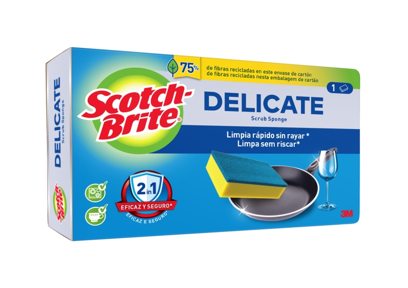 scotch brite delicate estropajo de cocina no raya color amarillo