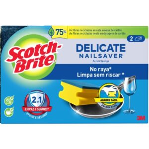 scotch brite delicate pack de 2 estropajos de cocina proteccion para los dedos no raya color amarillo