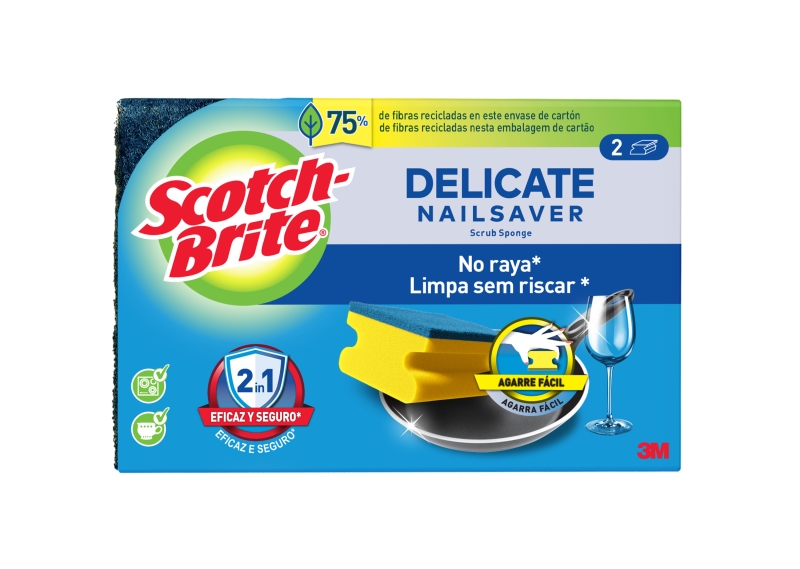 scotch brite delicate pack de 2 estropajos de cocina proteccion para los dedos no raya color amarillo