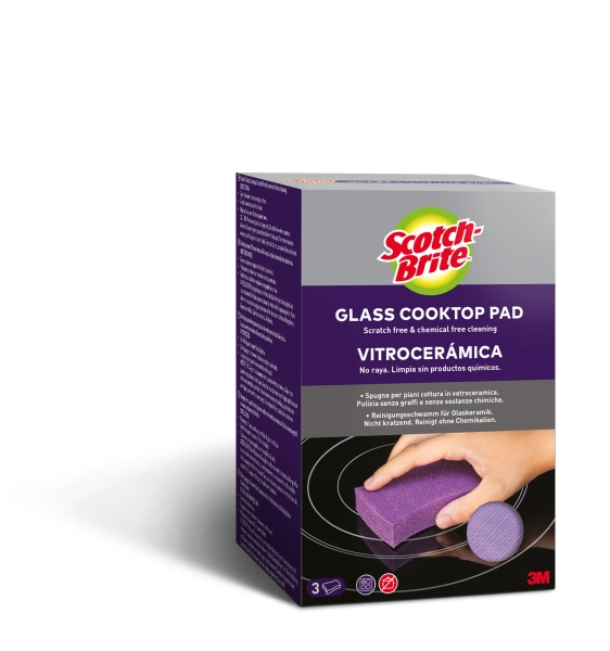 scotch brite pack de 3 estropajos para vitroceramica color blanco