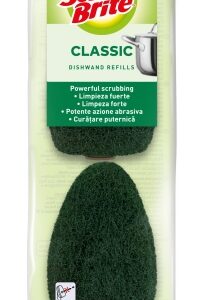 scotch brite recambios de pack de 2 estropajos con mango para tareas dificiles color verde oscuro