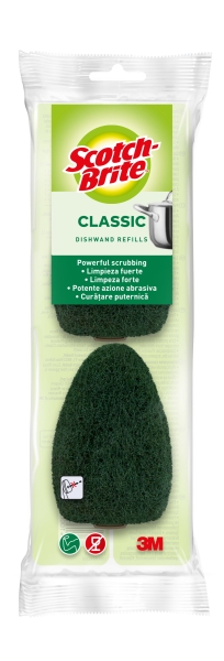 scotch brite recambios de pack de 2 estropajos con mango para tareas dificiles color verde oscuro