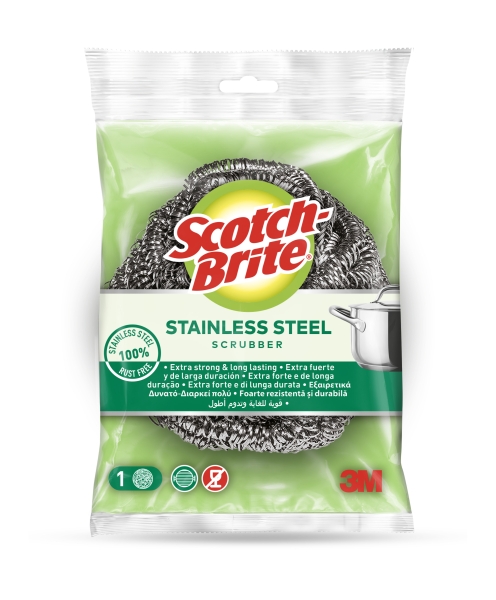 scotch brite estropajo de acero inoxidable color gris metalizado