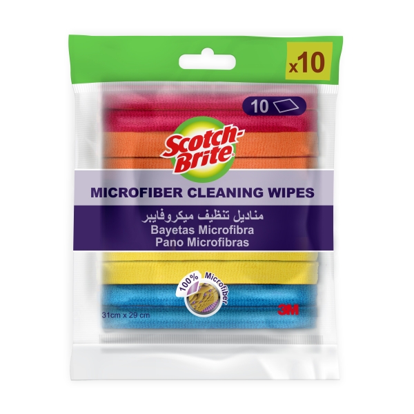 scotch brite pack de 10 bayetas de microfibra multiusos 31x29cm colores surtidos