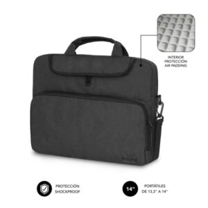 subblim maletin para portatiles de hasta 14" pulgadas proteccion air padding resistente poliester oxford repelente de liquidos color negro