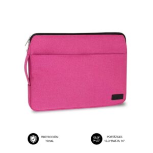 subblim funda urban portátil de 13.3" a 14" proteccion elegante y funcional tela de poliester 600d interior acolchado de foam color rosa
