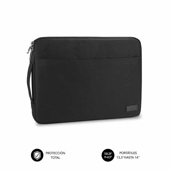 subblim funda urban portátil de 13.3" a 14" proteccion elegante y funcional tela de poliester 600d interior acolchado de foam color negro
