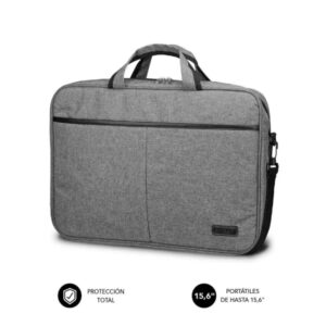 subblim maletin elite portatil de 15.6" fabricado en poliester oxford doble cremallera color gris