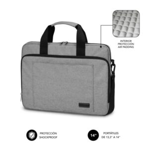 subblim maletin para portatiles de hasta 14" pulgadas proteccion air padding resistente poliester oxford repelente de liquidos color gris