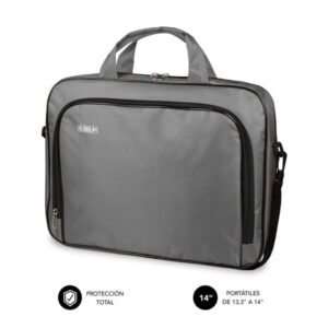subblim estuche oxford portátil 13.3" a 14" protección reforzada correas ajustables bolsillo exterior color gris