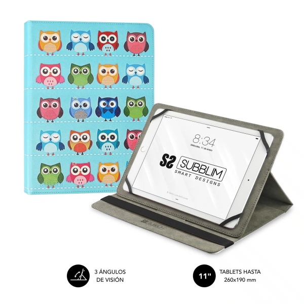 subblim funda tablet universal trendy 9.6" a 11" posicion stand con 2 angulos de vision soporte antideslizante colores varios