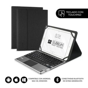 subblim teclado bluetooth extraíble funda universal 9 10.1" diseño ultradelgado soporte ajustable touchpad sistema magnético resistente y adaptable inalámbrico bluetooth color negro