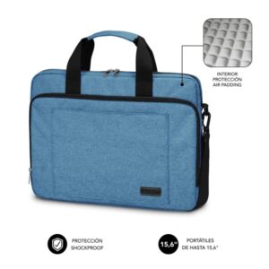 subblim maletin para portatiles de hasta 15.6 pulgadas proteccion air padding resistente poliester oxford repelente de liquidos color azul