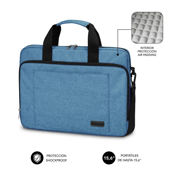 subblim maletin para portatiles de hasta 15.6 pulgadas proteccion air padding resistente poliester oxford repelente de liquidos color azul