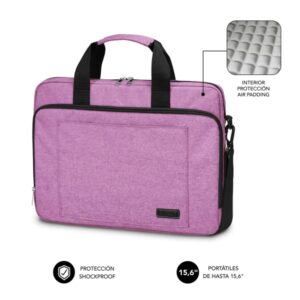 subblim maletin para portatiles de hasta 15.6 pulgadas proteccion air padding resistente poliester oxford repelente de liquidos color rosa