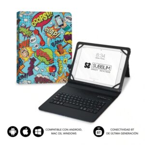 subblim keytab pro bluetooth funda universal 9 10.1" diseño ultradelgado soporte ajustable sistema magnético resistente y adaptable inalámbrico bluetooth colores varios