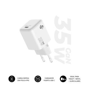 subblim cargador de pared gan 35w usb c carga rápida color blanco