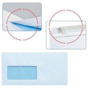 sam pack de 500 sobres americanos de papel offset 90grs con ventana a la izquierda medidas 115x225mm autoadhesivo con tira de silicona color blanco