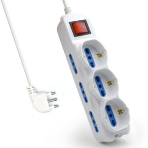 ewent regleta con 9 tomas 6 tomas l + 3 tomas l/f (schuko) interruptor on/off proteccion contra sobretensiones enchufe italiano plano en angulo proteccion infantil cable de 1.5m color blanco