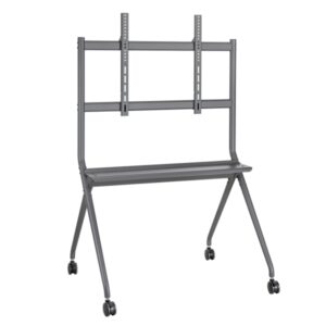 ewent soporte de suelo para tv hasta 86" bandeja auxiliar altura ajustable gestion de cables vesa maximo 800x600 peso maximo 120kg ruedas para desplazamiento 1067x801x1725mm color negro