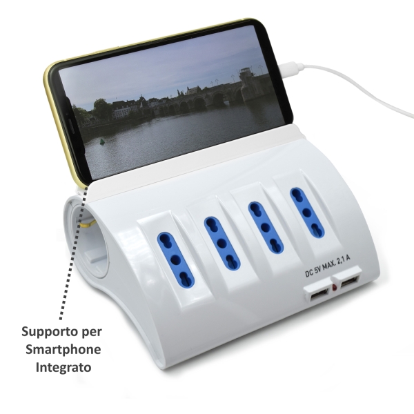ewent regleta con 6 tomas 4 tomas l + 2 toma l/f (schuko) 2x usb a proteccion infantil enchufe italiano plano en angulo proteccion contra sobretensiones cable de 1.5m color blanco