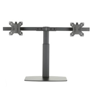 ewent soporte de mesa para dos monitores hasta 27" resorte de gas giratorio e inclinable gestion de cables peso maximo de 7kg por monitor vesa 100x100 738x408x250mm color negro