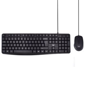 ewent pack teclado + raton para oficina teclas silenciosas de perfil bajo 1000dpi disposicion portuguesa qwerty pt cable de 1.35m teclas silenciosas de perfil bajo color negro