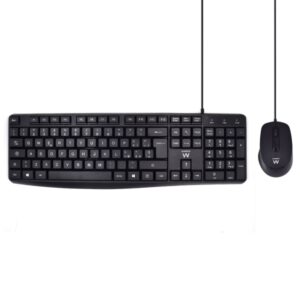 ewent pack teclado + raton para oficina teclas silenciosas de perfil bajo 1000dpi disposicion italiana qwerty it cable de 1.35m teclas silenciosas de perfil bajo color negro