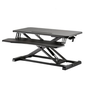 ewent soporte elevador para monitor amplia superficie de 80x40cm altura ajustable resorte de gas bandeja para teclado peso maximo 15kg portatil 800x615x110mm color negro