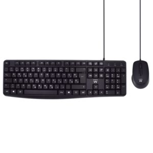ewent pack teclado + raton para oficina teclas silenciosas de perfil bajo 1000dpi disposicion inglesa qwerty us cable de 1.35m teclas silenciosas de perfil bajo color negro