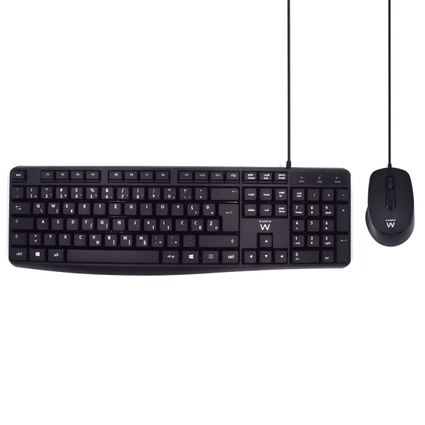 ewent pack teclado + raton para oficina teclas silenciosas de perfil bajo 1000dpi disposicion inglesa qwerty us cable de 1.35m teclas silenciosas de perfil bajo color negro
