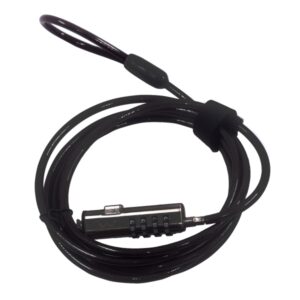 ewent cable de seguridad para portatiles con ranura nano candado de combinacion numerica cable de acero cobertura de vinilo 1.8m de longitud diametro de 4.5mm color negro