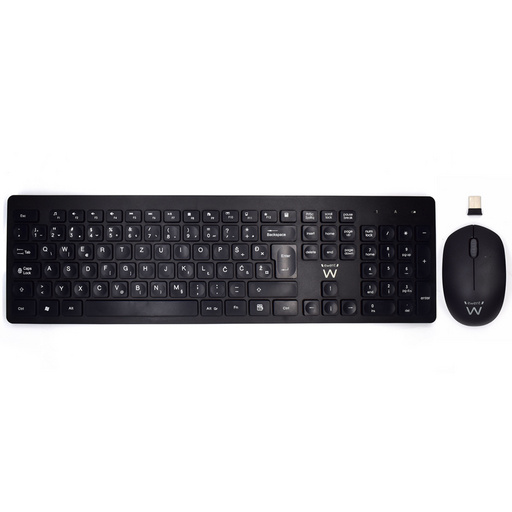 ewent pack teclado + raton inalambricos receptor usb a 2.4hz 1000dpi disposicion eslovena qwertz si incluye pilas aa/aaa teclas concavas alcance hasta 10m color negro