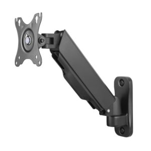ewent soporte de pared con brazo articulado para monitor hasta 34" resorte de gas giratorio e inclinable gestion de cables peso maximo 9kg vesa 100x100 color negro