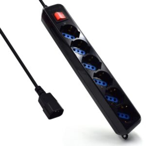 ewent regleta con 6 tomas tipo l/f (schuko) para sai proteccion contra sobretension proteccion infantil interruptor on/off enchufe vde cable de 1.5m color negro