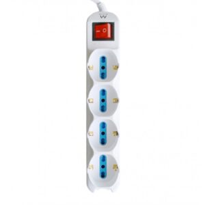 ewent regleta con 12 tomas 8 tomas l + 4 tomas l/f (schuko) interruptor on/off proteccion contra sobretensiones proteccion infantil cable de 1.5m color blanco
