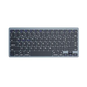 ewent teclado de viaje modo ahorro de energia bluetooth 3.0 disposicion portuguesa qwerty pt 2x bateria aaa (incluida) 18 teclas multimedia color negro/gris