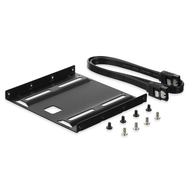 ewent pack adaptador de montaje para disco duro hdd/ssd de 2.5" en ranura de 3.5" incluye cable sata de 50cm metal resistente incluye tornillos color negro