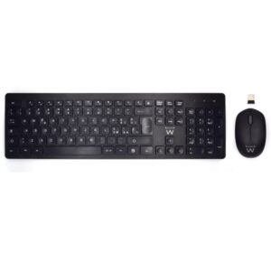 ewent pack teclado + raton inalambricos receptor usb a 2.4hz 1000dpi disposicion italiana qwerty it incluye pilas aa/aaa teclas concavas color negro