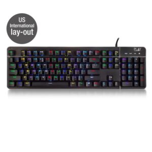 ewent teclado gaming mecanico iluminacion rgb disposicion inglesa qwerty us cubierta de aluminio cable de 1.5m anti ghosting color negro