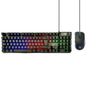 ewent pack teclado + raton gaming iluminacion rgb disposicion italiana qwerty it 3600dpi 12 teclas multimedia cable de 1.5m color negro