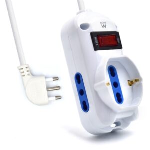 ewent regleta con 3 tomas 2 tomas l + 1 toma l/f (schuko) interruptor on/off enchufe italiano plano en angulo cable de 1.5m color blanco