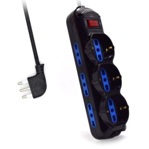 ewent regleta con 9 tomas 6 tomas l + 3 tomas l/f (schuko) interruptor on/off enchufe italiano plano en angulo cable de 1.5m color negro