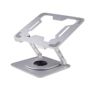 ewent soporte de sobremesa para portatil aluminio rotacion 360 ajustable base antideslizante ajustable plegable color plateado/gris