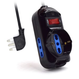 ewent regleta con 3 tomas 2 tomas l + 1 toma l/f (schuko) interruptor on/off enchufe italiano plano en angulo cable de 1.5m color negro