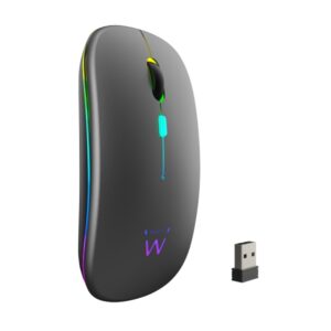 ewent raton inalambrico receptor usb a de 2.4ghz bluetooth 5.1 recargable luces rgb 4 botones bateria de litio de 500mah color negro
