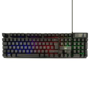 ewent teclado gaming de membrana iluminacion rgb disposicion portuguesa qwerty pt cable de 1.5m 12 teclas multimedia color negro