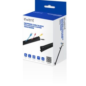 ewent manguito organizador de cable neopreno cierre con cremallera y hebilla proteccion frente a humedad 1m 100mm color negro